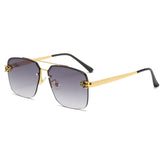 (6 PACK) Wholesale Sunglasses New Arrival Square Double Bridge Fashion Unisex Vintage Leopard Head Metal 2023 - BulkSunglassesWholesale.com - Gold Frame Gradient Black